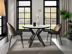 Masă sufragerie extensibilă Relkona (Negru + Marmură bianco) (pentru 2-6 persoane). 1105406