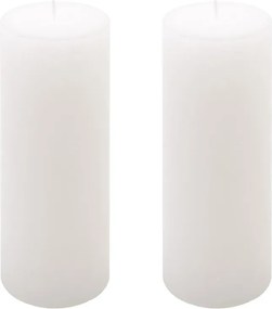 Set de lumânări rustice, 20 cm, Ø 7,5 cm, alb, 2 buc