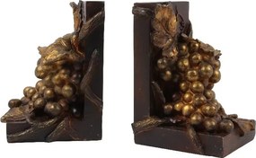 Opritor pentru cărți din polirășină, auriu, model struguri, 16,5 x 12,5 x 11,5 cm, „Bacchus”