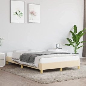 vidaXL Cadru de pat fără saltea, crem, 120x200 cm, textil