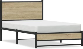 vidaXL Cadru pat metalic fără saltea, stejar sonoma, 100x190 cm