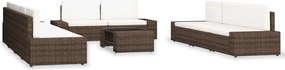 vidaXL Set mobilier de grădină, 10 piese, maro, poliratan