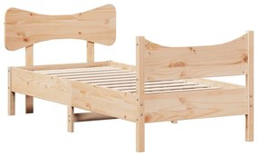 3216405 vidaXL Cadru de pat cu tăblie, 75x190 cm, lemn masiv de pin