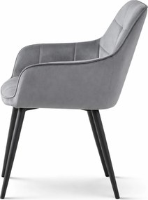 Fotoliu de sufragerie VARSI VELVET cu picioare negre, gri