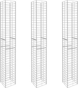vidaXL Coșuri gabion, 3 buc., 25 x 25 x 197 cm, oțel galvanizat