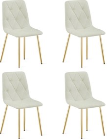 Set 4 Scaune Bucatarie/Dining Fido, Picioare Aurii,Textil Bej