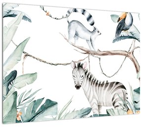 Tablou pe sticlă - Animale exotice (70x50 cm)