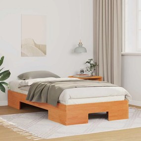 vidaXL Cadru de pat de podea Maro 80 x 200 cm Lemn masiv de pin
