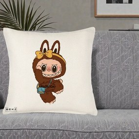 Perna Personalizata Kabuda Maro cu Funda Aurie, 40x40 cm, Crem Reliefat, Husa Detasabila, Perna Inclusa, BEKZ®