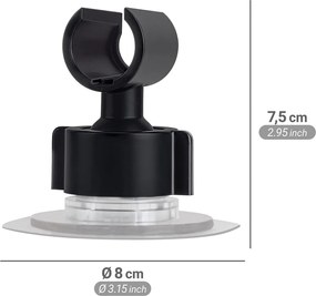 Suport pentru capul de duș negru autoadeziv din plastic Libertà – Wenko