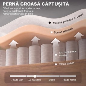 HOMCOM Scaun Decorativ Capitonat cu Spatar Inalt, Cotiere Rotunjite Captusite și Sezut cu Captuseala Groasa, Alb Crem | Aosom Romania