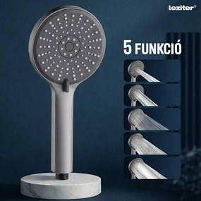 Duș de mână Lili cu 5 funcții și suport pentru furtun gri