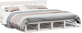vidaXL Cadru de pat fără saltea, alb, 200x200 cm, lemn masiv pin