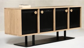 Comodă lemn masiv Buttons, 160 × 45 × 66 cm