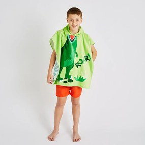 Poncho pentru copii verde din bumbac Dinosaur – Catherine Lansfield