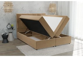 Pat boxspring galben ocru cu spațiu de depozitare 140x200 cm Flip – Ropez