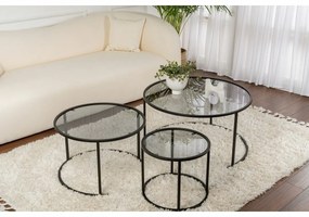 Set de măsuțe de cafea Aurum Black and Grey80 cm, 3 buc.