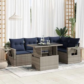 vidaXL Set mobilier grădină cu perne 6 piese gri poliratan/lemn acacia