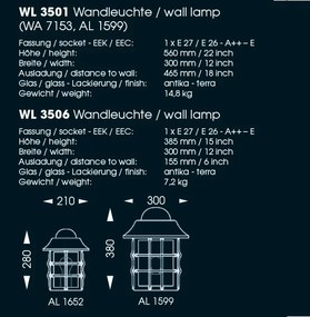 Aplica iluminat exterior din fier forjat, WL 3501
