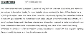 Lampadar/Lampa de podea design decorativ Swan