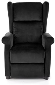 Fotoliu recliner Agustin 2 velvet negru H107 cm