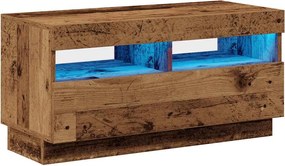 vidaXL Dulap TV cu lumini LED lemn vechi 80x35x40 cm lemn prelucrat
