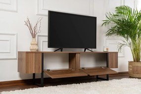 Comodă TV în culoare naturală închisă cu aspect de lemn de nuc 180x50x29,5 cm Serenity – Kalune Design