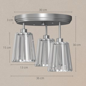 HOMCOM Plafonieră LED din Cristal cu 3 Lumini, Dulii E27, fără Becuri, pentru Living, Argintie | Aosom Romania
