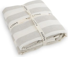 Lenjerie de pat gri deschis/crem din in pentru pat dublu 200x200 cm Natural Stripes – Native Natural