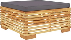 vidaXL Suport de picioare de grădină perne gri închis lemn masiv tec