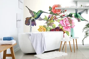 Tapet colibri cu flori