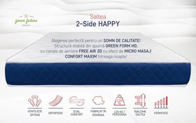 Saltea ortopedica, Green Future, 2-Side Happy, 180x200x20 cm, spuma poliuretanica, hipoalergenica, reversibila, ferma
