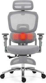 VIGOCHAIR ULTRA PRO FOAM SEAT Scaun ergonomic, spatar reglare verticala, suport lombar cu masaj si incalzire, sezut translatie, cotiere 6D, suport picioare, Gri