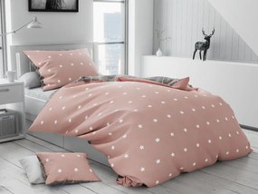Lenjerie de pat bumbac roz KOLLANE + husa de perna 40 x 50 cm gratuit