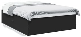 Cadru de pat, negru, 160x200 cm, lemn prelucrat