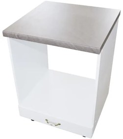 Corp pentru cuptor incorporabil cu sertar Zebra, Alb/MDF Alb lucios, cu blat beton, 60 x 85 x 60 cm