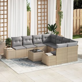 vidaXL Set de canapele pentru grădină 9 pcs Bej Rattan poli
