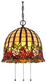 Quoizel QZ-ROSECLIFFE-P - Candelabru Tiffany ROSECLIFFE suspendat pe lanț, 3xE27/100W/230V