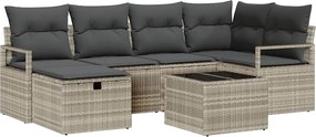 vidaXL Set de canapele pentru grădină 7 pcs Gri deschis Rattan poli