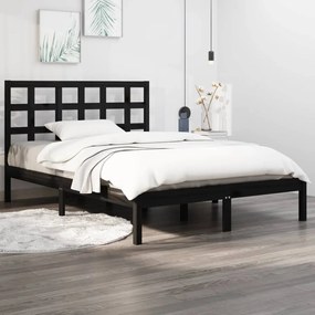 vidaXL Cadru de pat, negru, 140x190 cm, lemn masiv