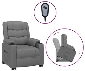 3143466 vidaXL Fotoliu cu ridicare, gri, piele ecologică