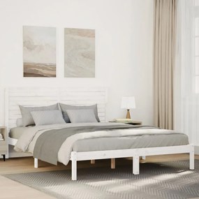 vidaXL Cadru pat foarte lung fără saltea, alb, 140x210 cm lemn masiv