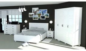 Dormitor Dynasty Alb cu pat 180x200 cm