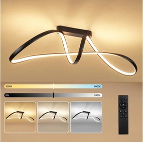 Brilagi-LED Lustră aplicată dimmabilă TWISTER LED/60W/230V 3000-6000K neagră + telecomandă