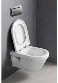 Set vas WC rimless suspendat, Villeroy&amp;Boch Architectura, cu capac inchidere lenta, rezervor si clapeta, 5684HR01+458.128.DW.1