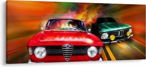 Tablou - Mașini de curse retro (120x50 cm)