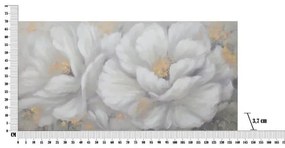 Tablou decorativ alb / auriu din lemn de pin si panza, 140 x 3,7 x 70 cm, Flower Mauro Ferreti