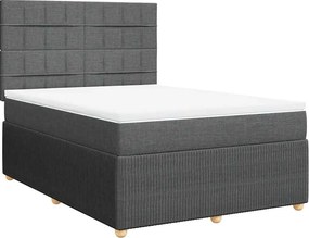 vidaXL Pat box spring cu saltea, gri închis, 140x190 cm, textil