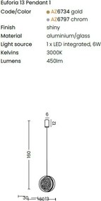 Pendul LED design decorativ EUFORIA 13 crom