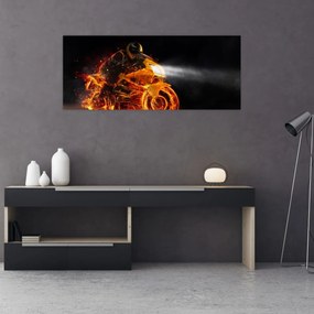 Tablou - Motociclist cu flăcări (120x50 cm)